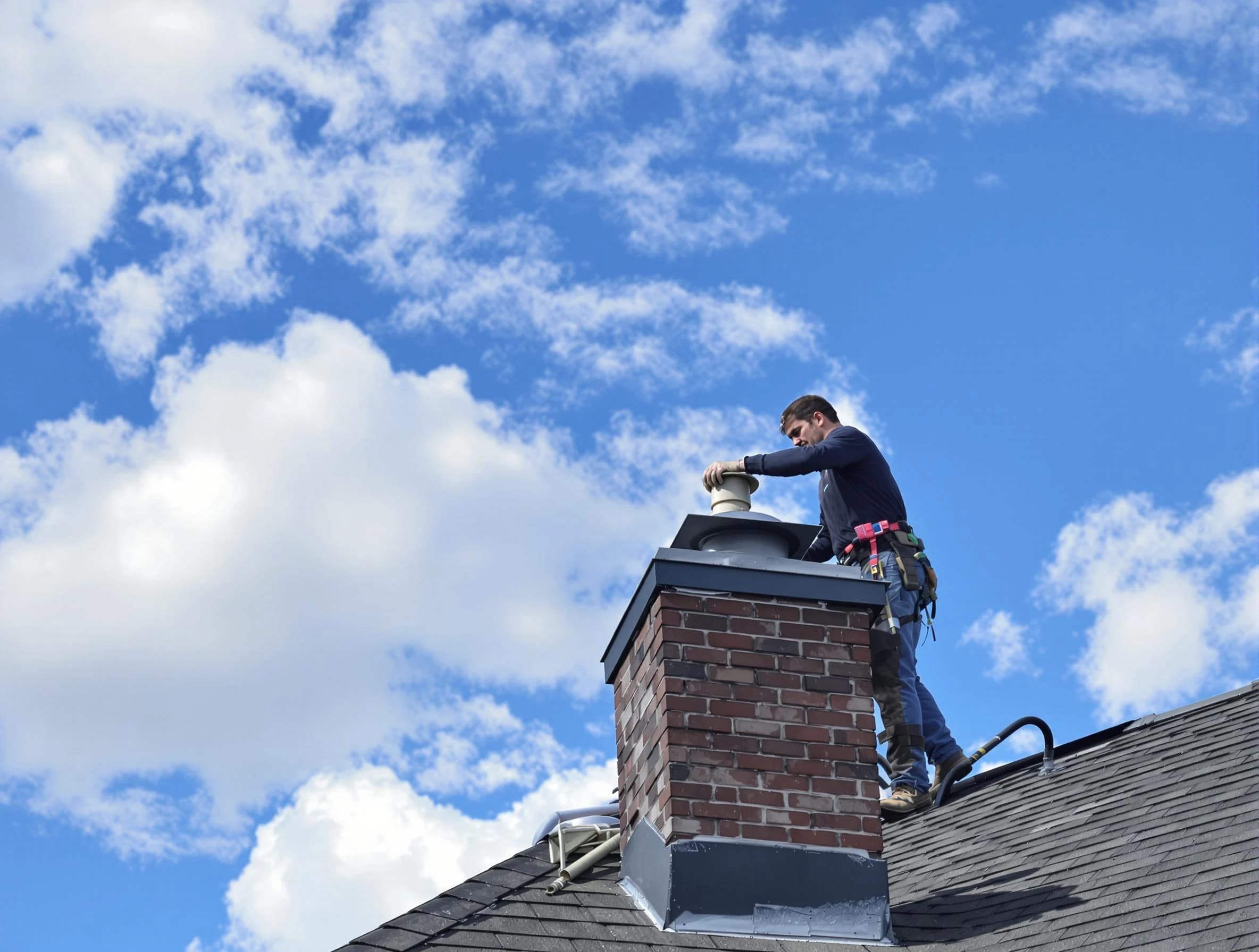 Lovejoy Chimney Sweep installing a sturdy chimney cap in Lovejoy, GA
