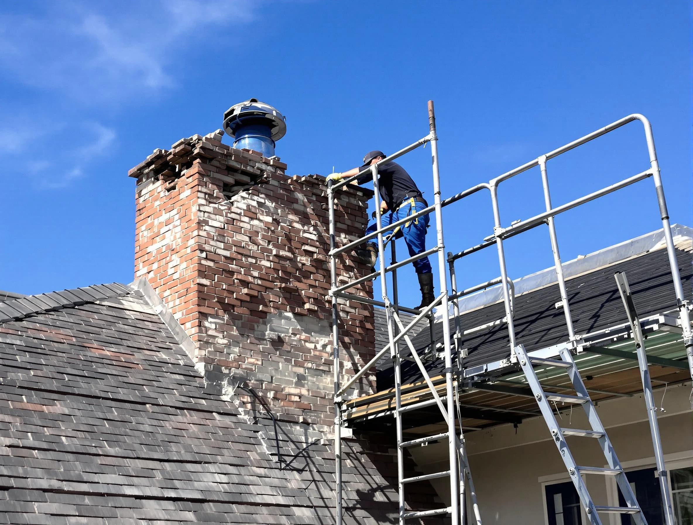 Rebuilding a chimney structure by Lovejoy Chimney Sweep in Lovejoy, GA