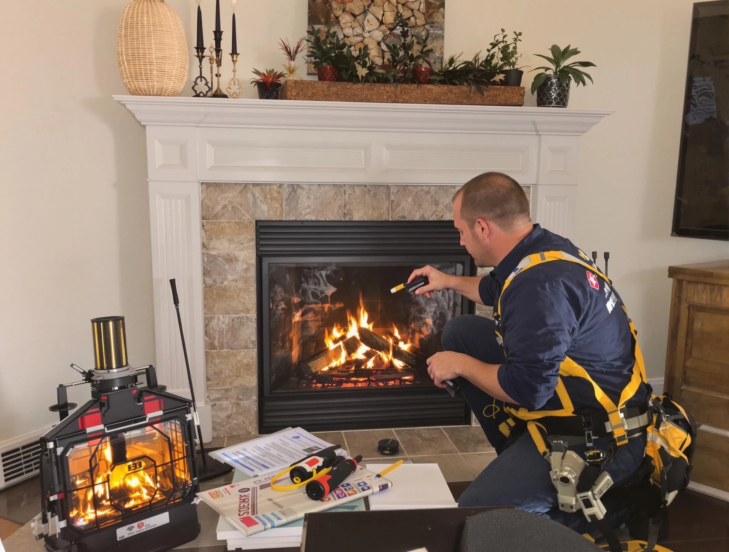 Safety-focused fireplace inspection by Lovejoy Chimney Sweep in Lovejoy, GA