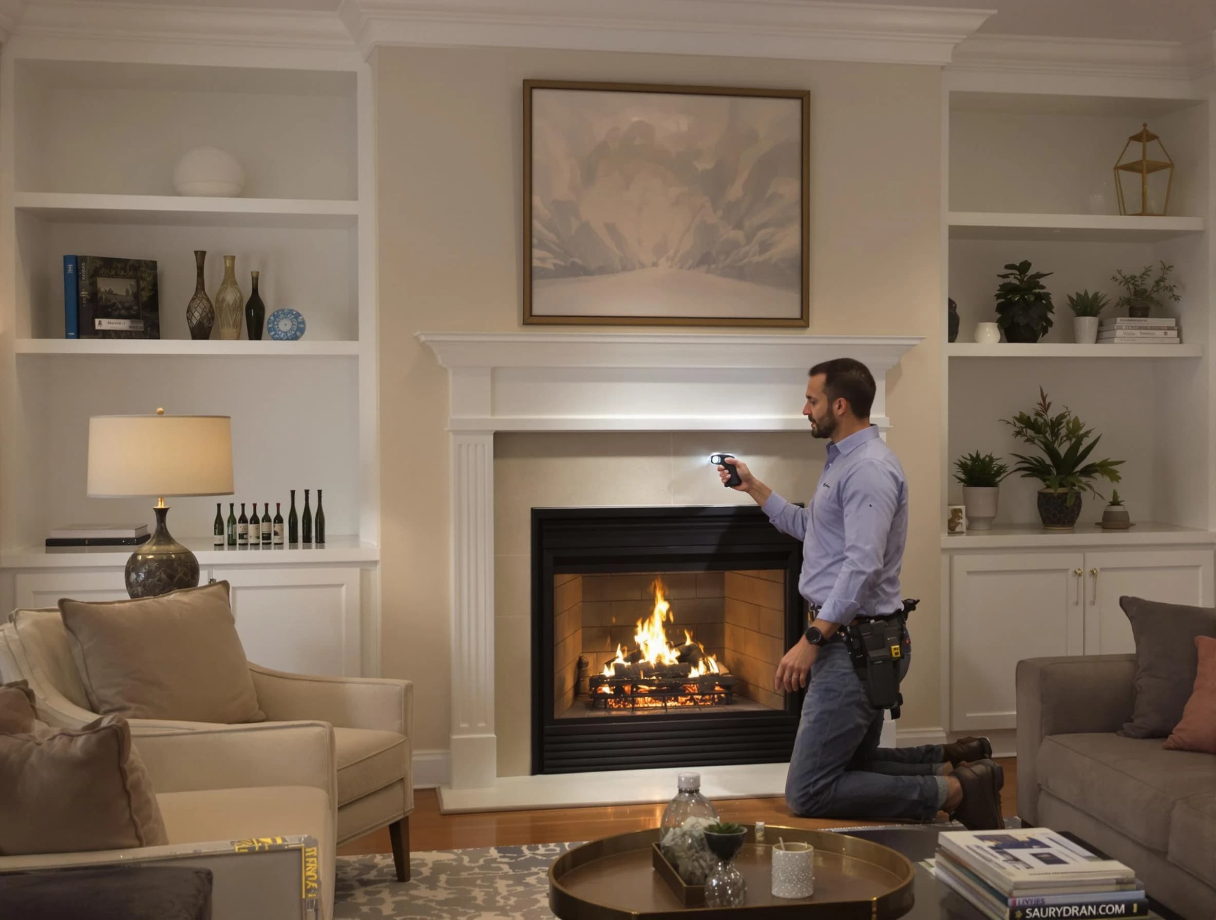 Lovejoy Chimney Sweep conducting a fireplace safety inspection in Lovejoy, GA