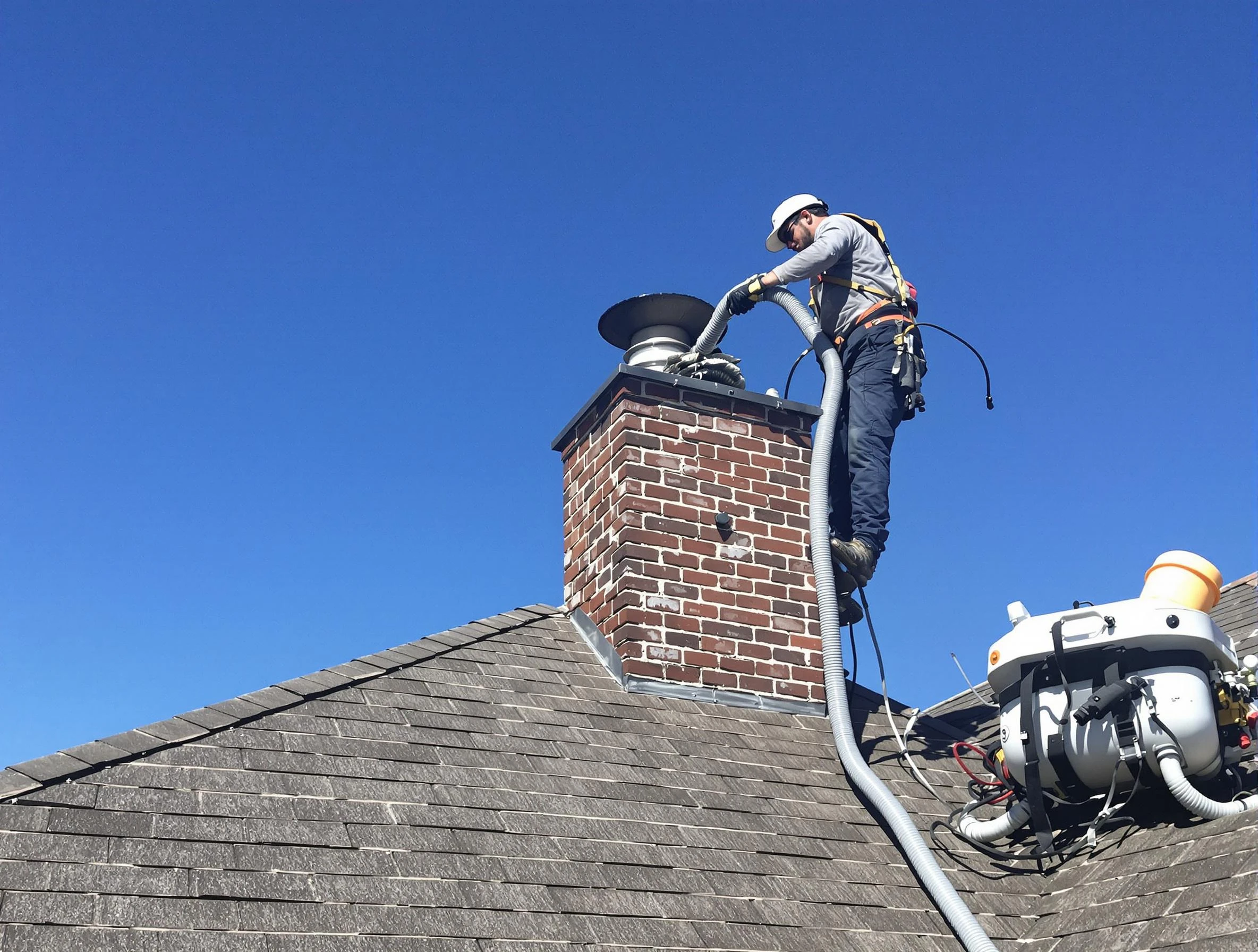 Dedicated Lovejoy Chimney Sweep team member cleaning a chimney in Lovejoy, GA