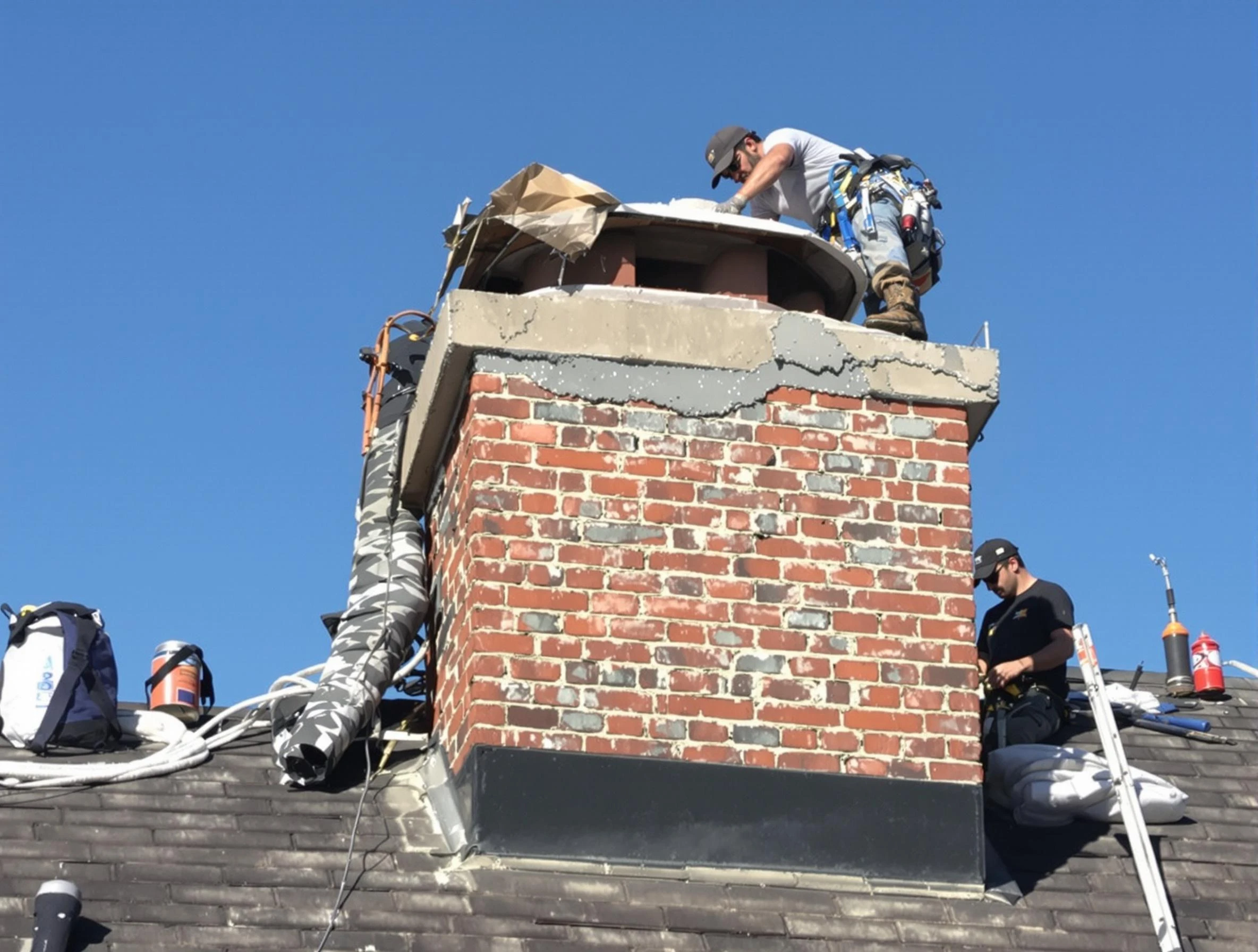 Lovejoy Chimney Sweep installing a custom chimney crown in Lovejoy, GA