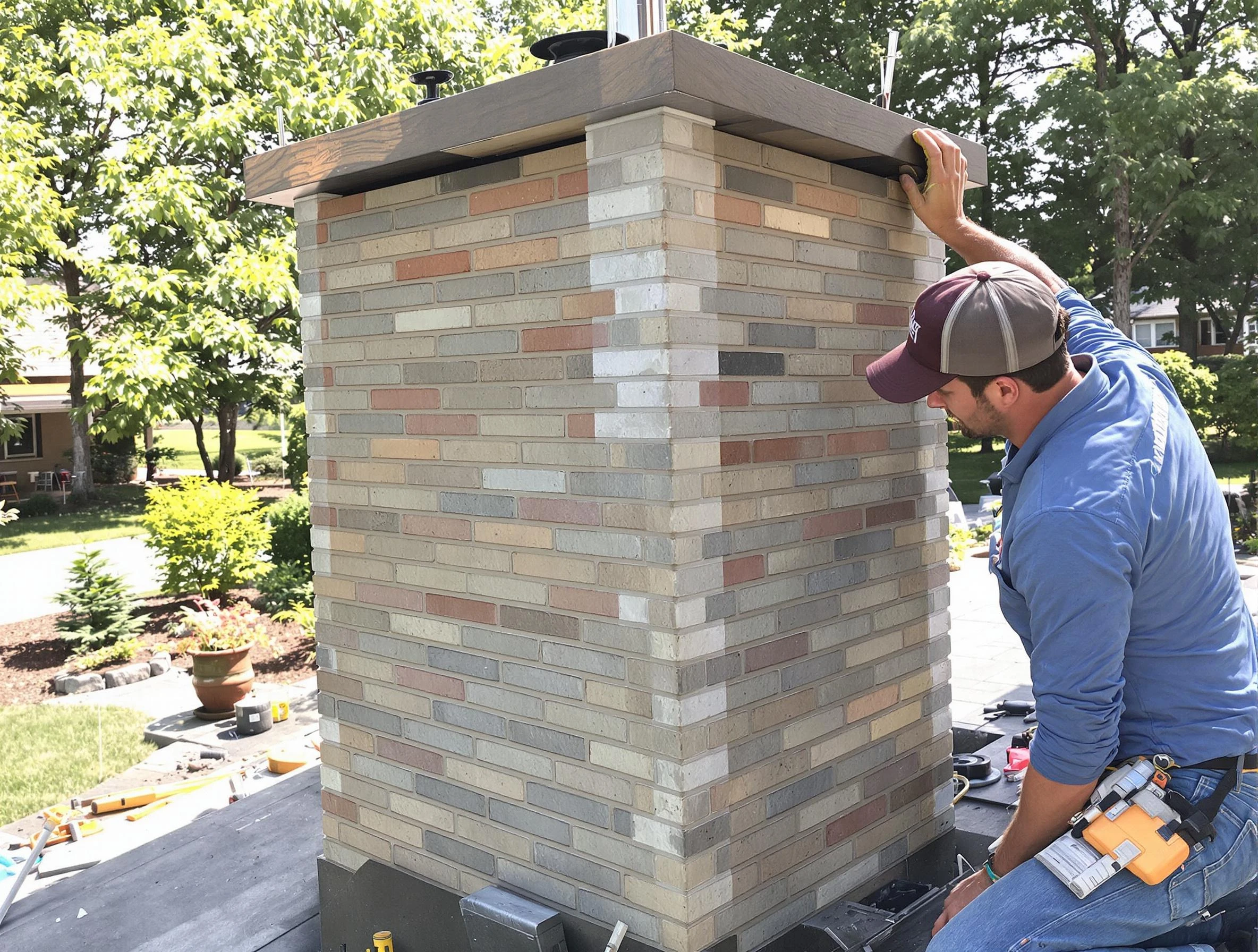 Lovejoy Chimney Sweep completing a modern chimney remodel in Lovejoy, GA