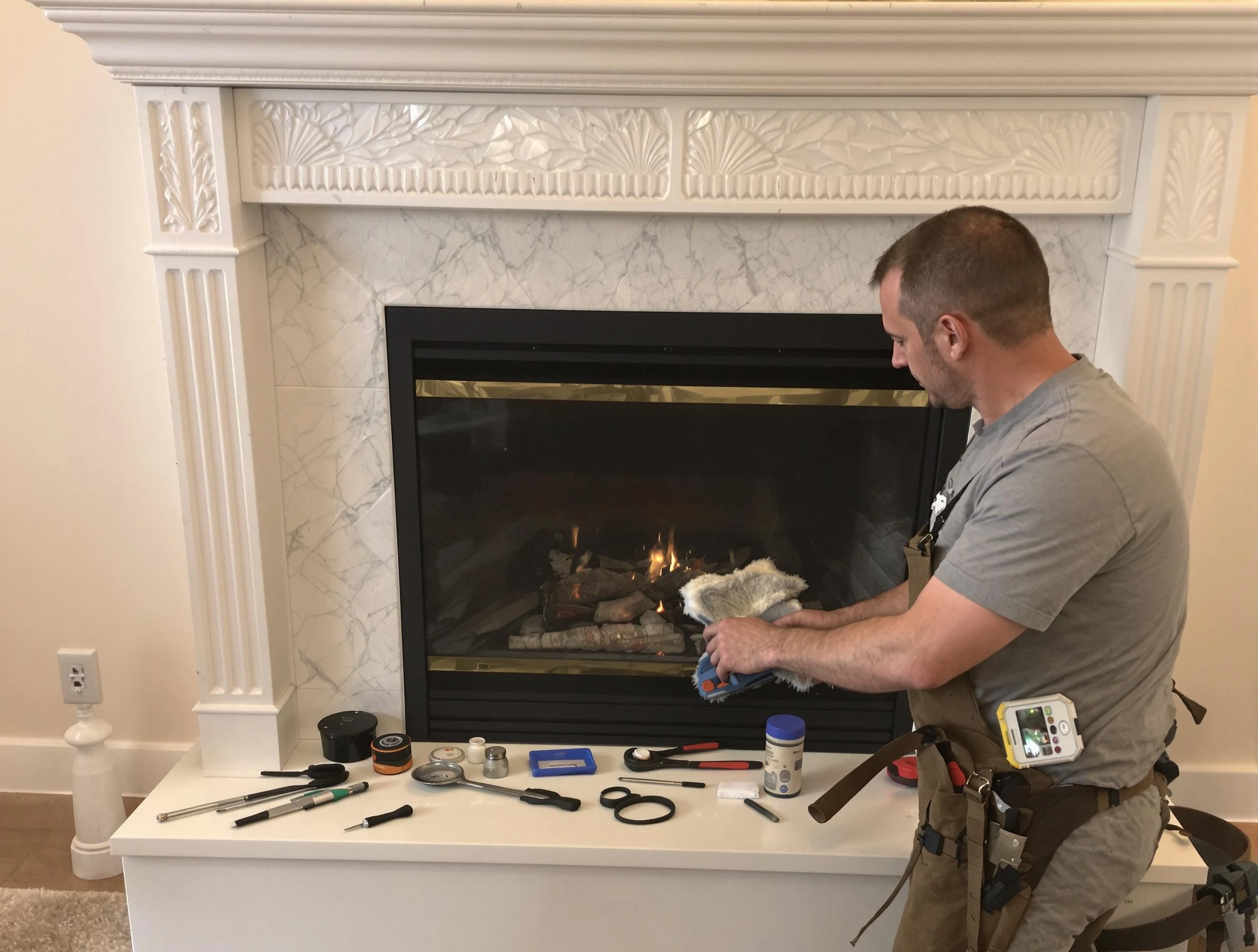 Lovejoy Chimney Sweep performing fireplace maintenance in Lovejoy, GA